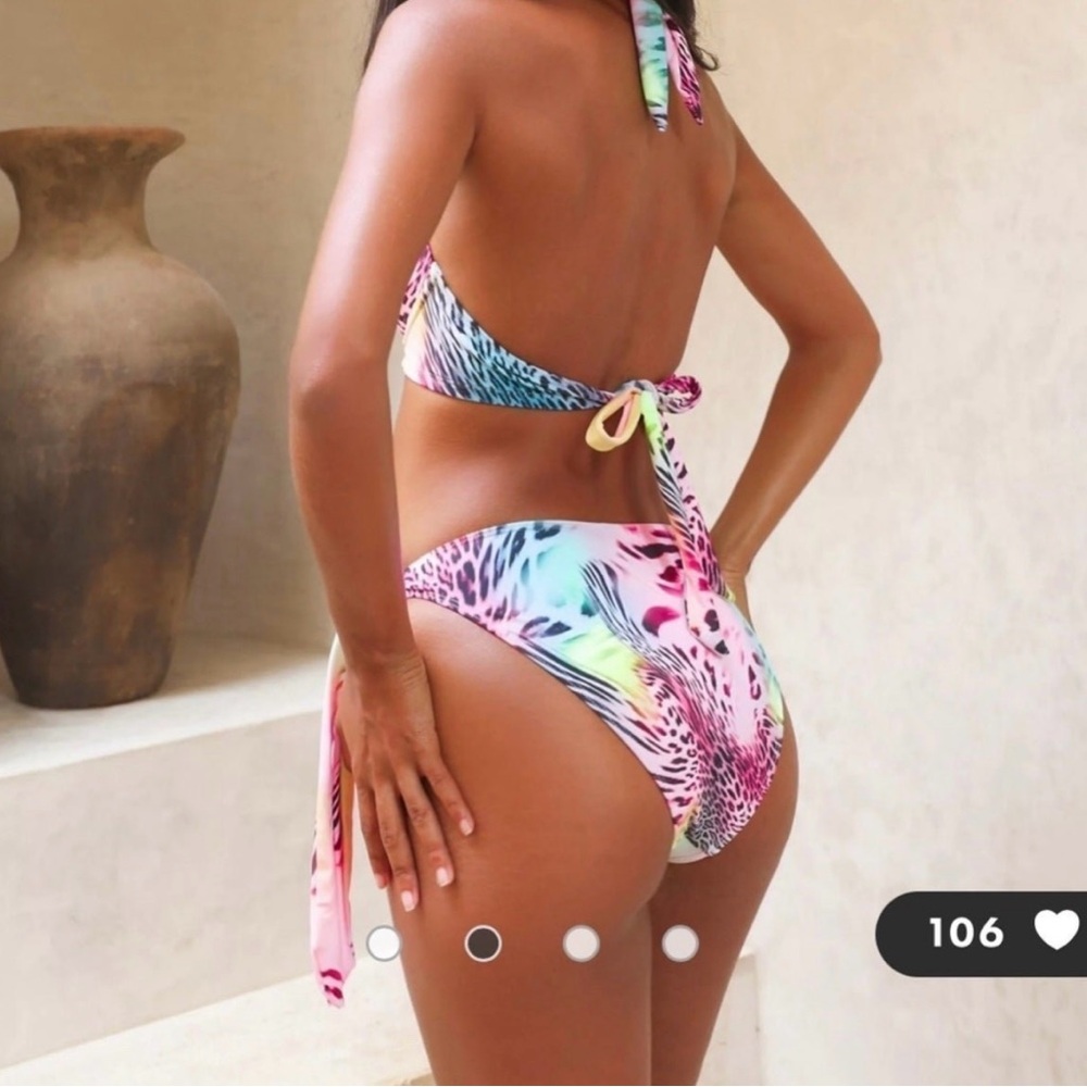 Moda Minx Amour Rhinestone Crystal Pastel Leopard Print Push Up Bikini Set M S๐๐ - Picture 3 of 3